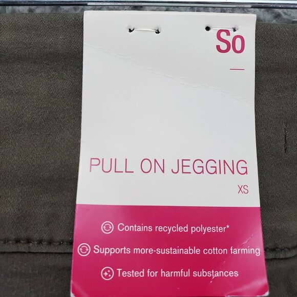 So Jeans Womens XS Olive Green Pull On Jegging Stretch Denim *NWT* - Picture 2 of 10